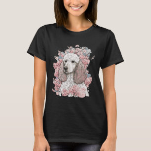 Camiseta Poodle Cherry Blossom Dog Raça Sakura Japonesa