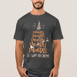 Camiseta Poodle Christmas Dog reage a Christmasree amigo