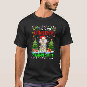 Camiseta Poodle Christmas Light Papais noeis Dog Este É O M