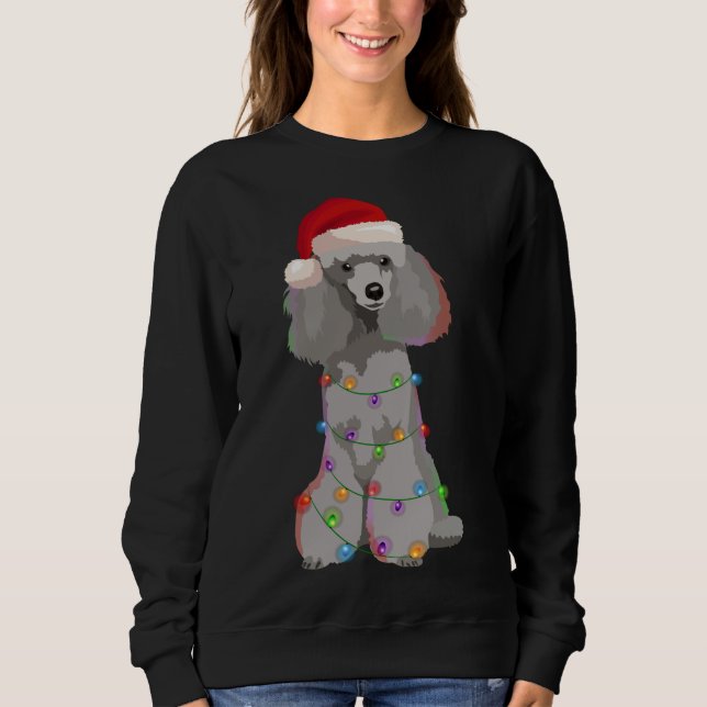 Camiseta Poodle Christmas Lights Xmas Dog Lover (Frente)