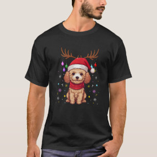 Camiseta Poodle Christmas Luz Engraçada Cachorro de Rena X