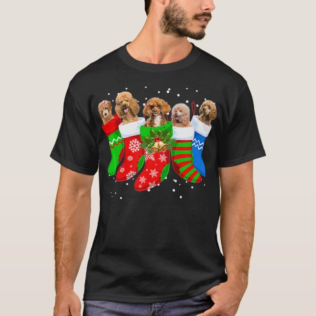 Camiseta Poodle Christmas Poodle Dog Cute Meias Gift (Frente)