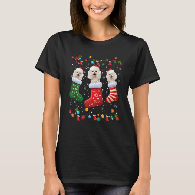 Camiseta Poodle Christmas Socks   Xmas Pajama Dog   (Frente)