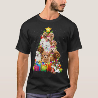 Camiseta Poodle Christmas Tree Engraçado Poodle no Natal