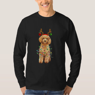 Camiseta Poodle de Natal Luz Reindeer Antlers Presentes