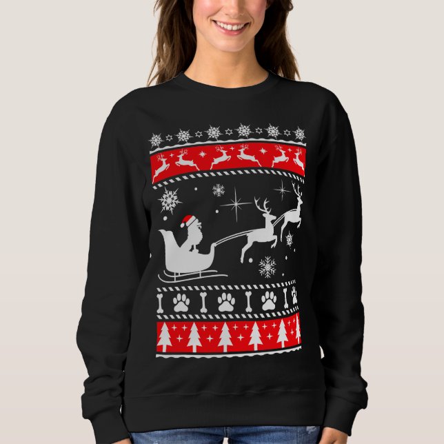 Camiseta Poodle de Natal Sleigh (Frente)