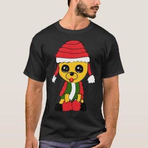 Camiseta Poodle De ouro Na Casaco De Natal
