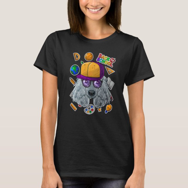 Camiseta Poodle de Volta à Escola Primeiro Dia de Escola Ca (Frente)