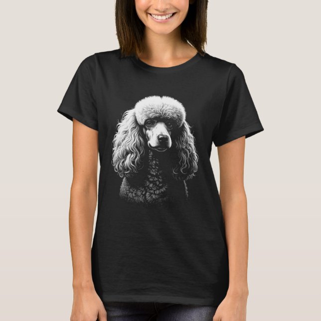 Camiseta Poodle Dog Dark Art Women’s Black Tee (Frente)