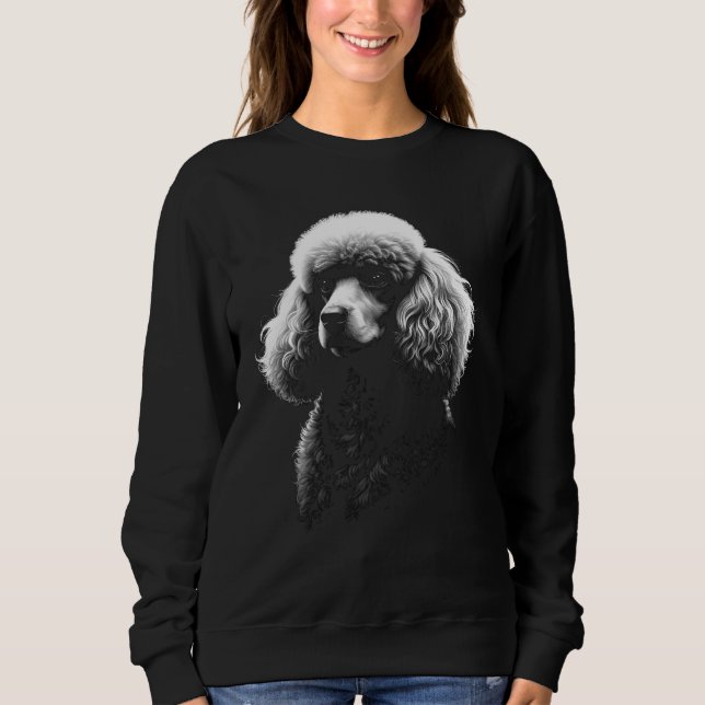Camiseta Poodle Dog Dark Art Women's Black Sweater (Frente)