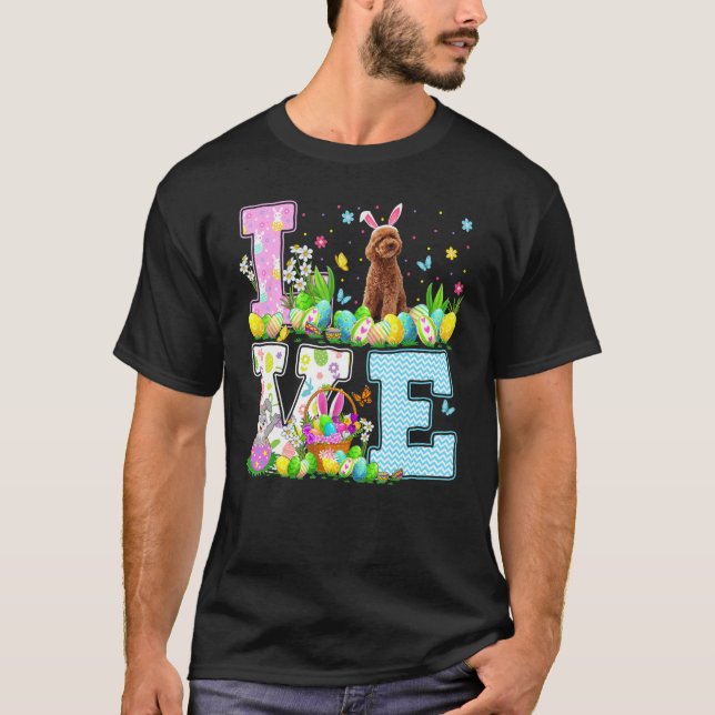 Camiseta Poodle Dog Easter Ovo Hunt Amor Poodle Páscoa Sun (Frente)