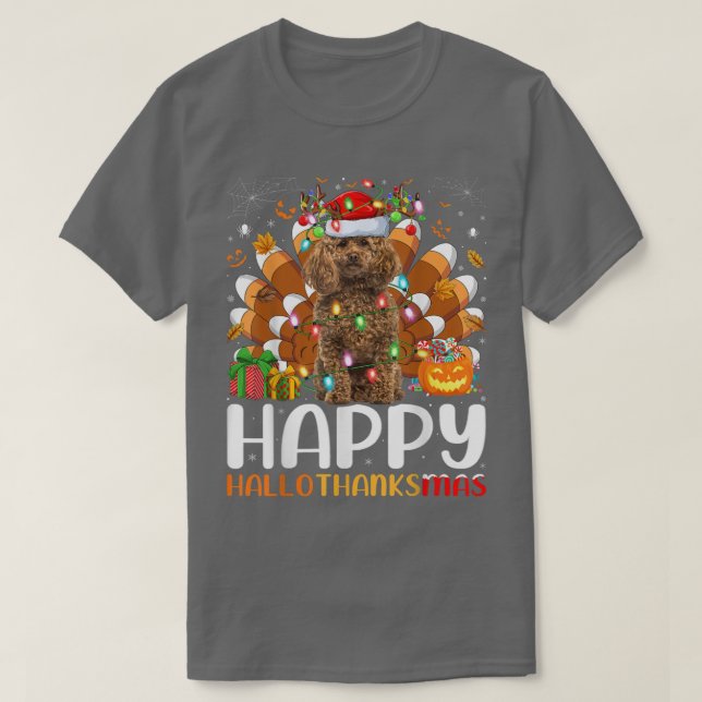 Camiseta Poodle Dog Lover Halloween Feliz Halloth (Frente do Design)