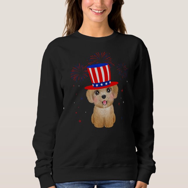 Camiseta Poodle Dog Red White Fireworks Decor 4th Of J (Frente)