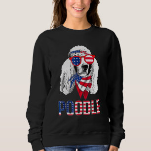 Camiseta Poodle Dog Sunglass American Flag 4 de julho