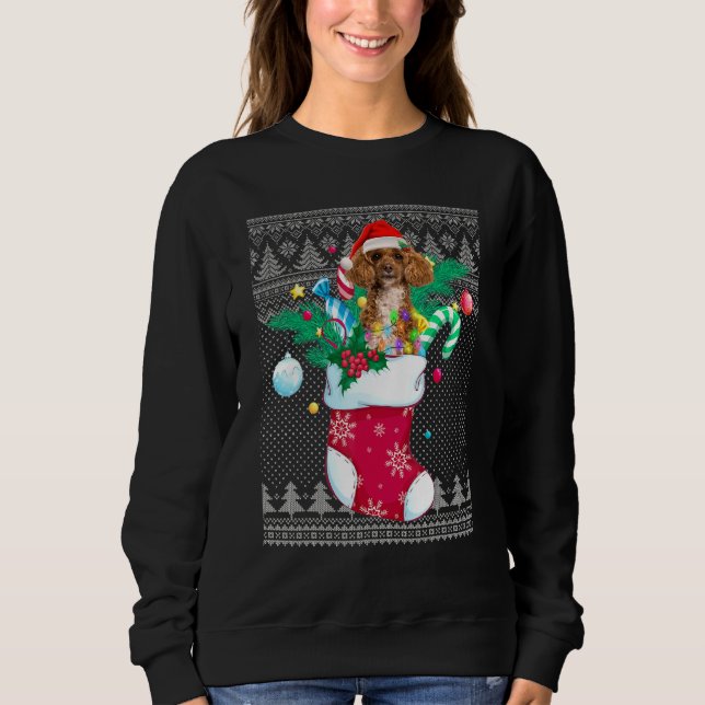 Camiseta Poodle Em Sock Engraçado Natal Feio Pajama Xmas Sa (Frente)
