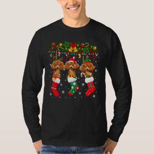 Camiseta Poodle Em Sock Xmas Reindeer Papais noeis Elf Dog