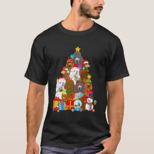 Camiseta Poodle Engraçado Árvore de Natal Luzes Dotadas Cac