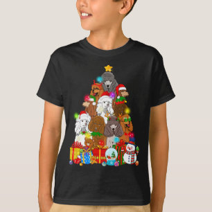 Camiseta Poodle Engraçado Árvore de Natal Luzes Dotadas Cac