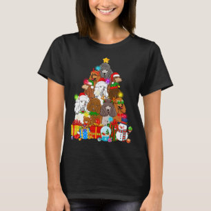 Camiseta Poodle Engraçado Árvore de Natal Luzes Dotadas Cac