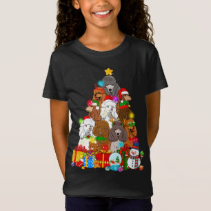 Camiseta Poodle Engraçado Árvore de Natal Luzes Dotadas Cac