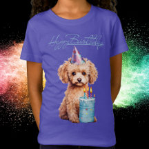 Poodle Feliz de Aniversário com o Chapéu do Partid