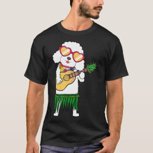 Camiseta Poodle Hawaiian Costume Jogando Ukulele Summer Gif