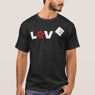 Camiseta Poodle Love Red Paw Silhouette