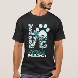Camiseta Poodle Mama Leopard Imprime Paw Love
