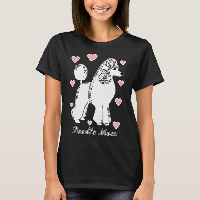 Camiseta Poodle Mamãe Em Cola Rosa E Branca (Frente)