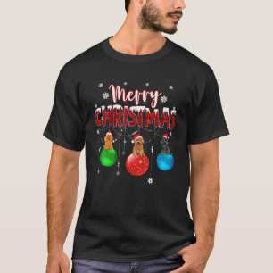 Camiseta Poodle Merry Christmas Cute Plaid Leopard Poodle D