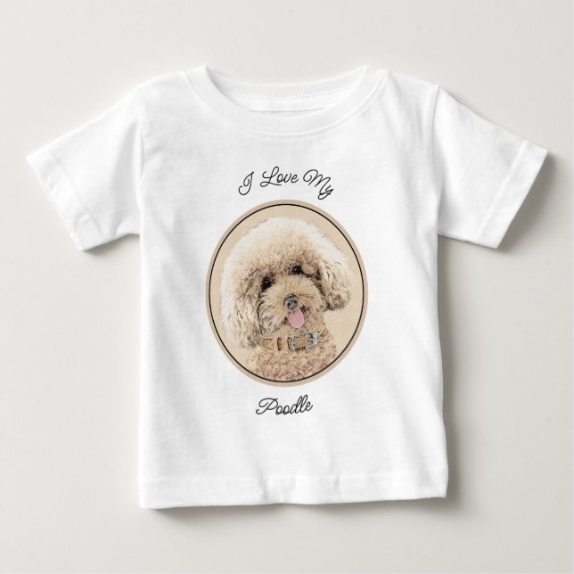 Camiseta Poodle Miniature Toy Apricot Cream Brown Dog Art (Frente)