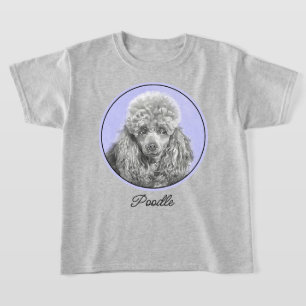 Camiseta Poodle Miniature Toy Silver Cinza Blue Dog Art