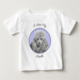 Camiseta Poodle Miniature Toy Silver Cinza Blue Dog Art