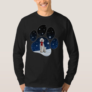 Camiseta Poodle Padrão Patinhas Cães de Neve de Inverno Nat