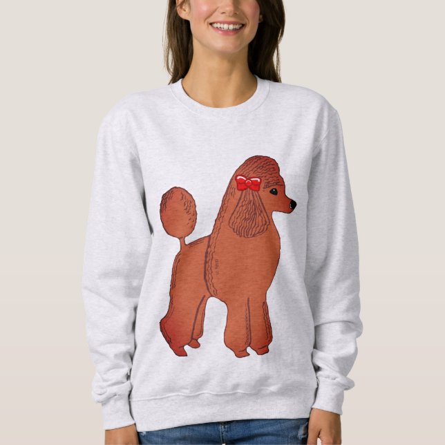 Camiseta Poodle Padrão Vermelho com Sweatshirt Arco de mulh (Frente)