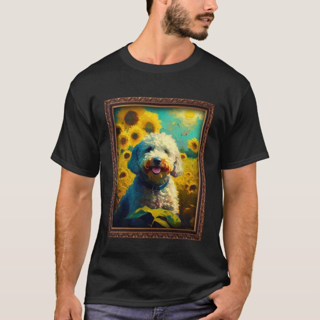 Camiseta Poodle Painting Sunflower Flower Mom Women Floral  (Frente)