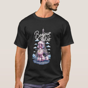 Camiseta Poodle Parisiense com Torre Eiffel Mulheres Bonjou