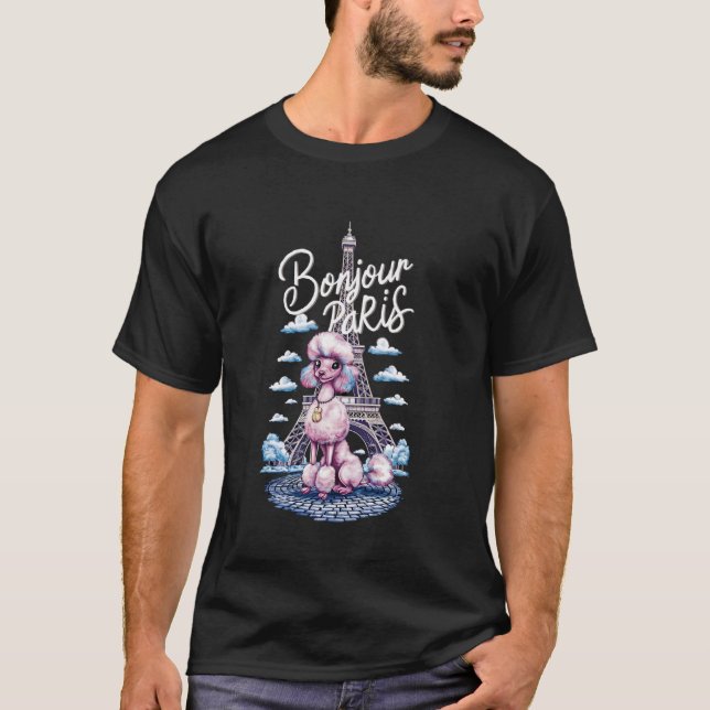 Camiseta Poodle Parisiense com Torre Eiffel Mulheres Bonjou (Frente)