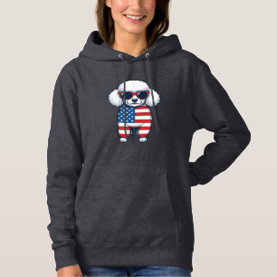 Camiseta Poodle Patriótico de Óculos de Sol Desenho Vetoria