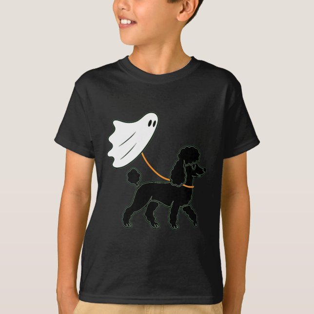 Camiseta Poodle Preto Voador Fantasma Andando - Mãe e Pai d (Frente)