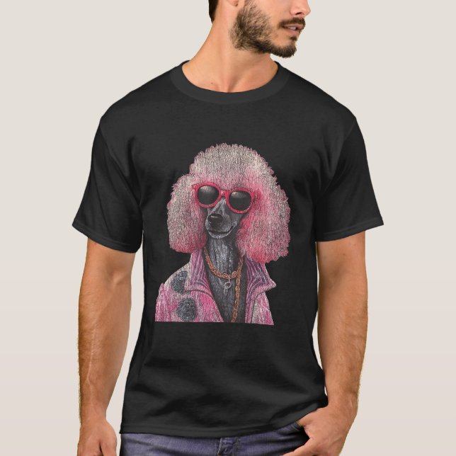 Camiseta Poodle Retro Chic Facilmente Elegante com Óculos d (Frente)