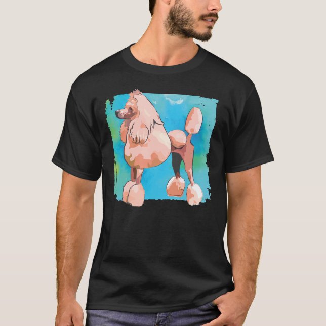 Camiseta Poodle Rosa amontoado até ao máximo (Frente)