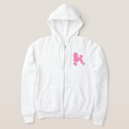 Camiseta Poodle Rosa Frente Zip Mulheres Hoodie