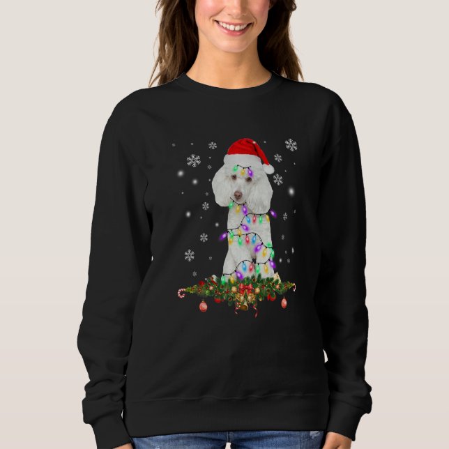 Camiseta Poodle Santa Christmas Tree Lights Xmas (Frente)