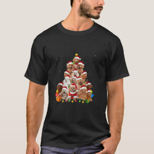Camiseta Poodle Santa Hat Noite Natal Luzes de Árvore Pajam