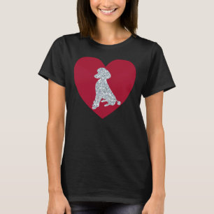Camiseta Poodle Sitting Diamond Red Heart