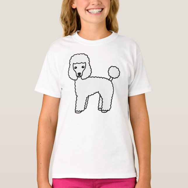 Camiseta Poodle Toy Branco Cachorro de Desenho Fofo (Frente)