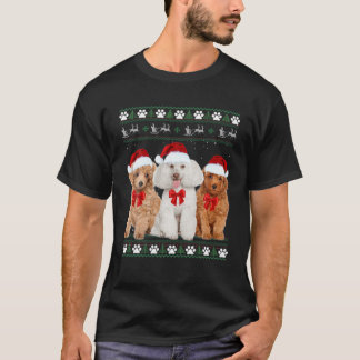 Camiseta Poodle Ugly Xmas Sweet Lights Dog