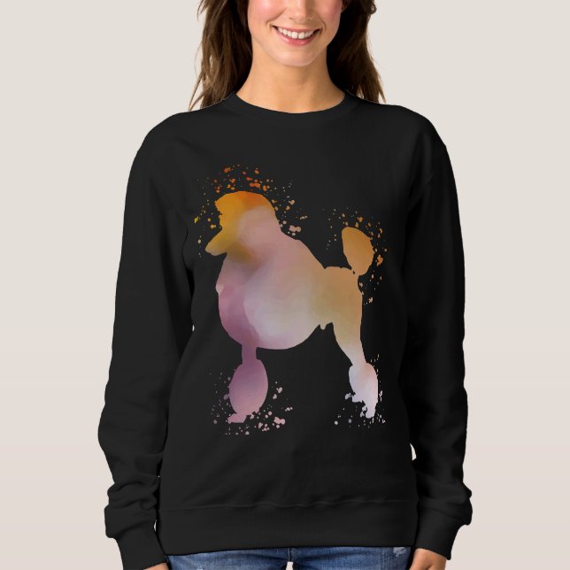 Camiseta Poodle Watercolor Silhouette Dark (Frente)