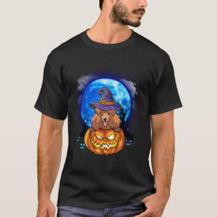 Camiseta Poodle Witch Moon Pumpkin Assustador Cão de Hallow
